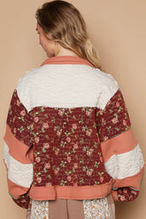 Washed Jacquard Color Block Jacket POL